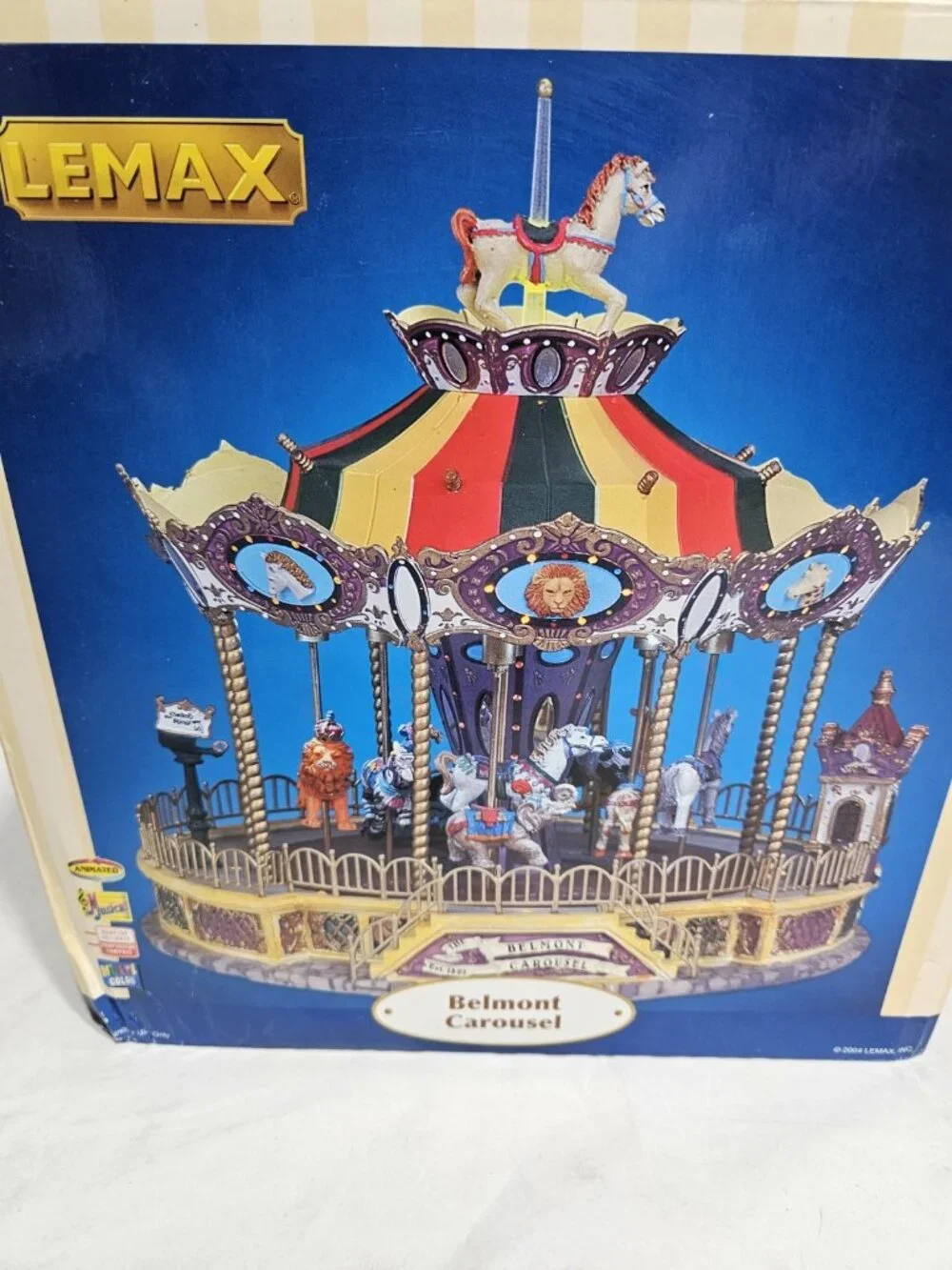 Lemax Belmont Carousel 44171 Village Collection Animated Lighted Musical WORKS